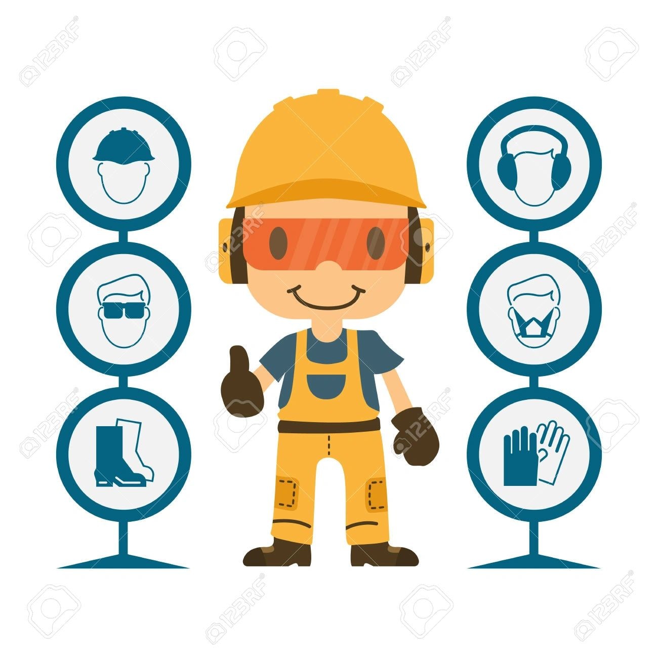 Ilustración de trabajador con equipo de protección personal
